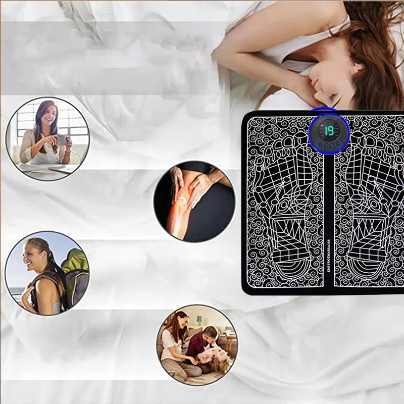 CalmSight™ EMS Foot Massager Pad – Portable Foldable Mat, 8 Modes & 19 Levels for Circulation & Pain Relief