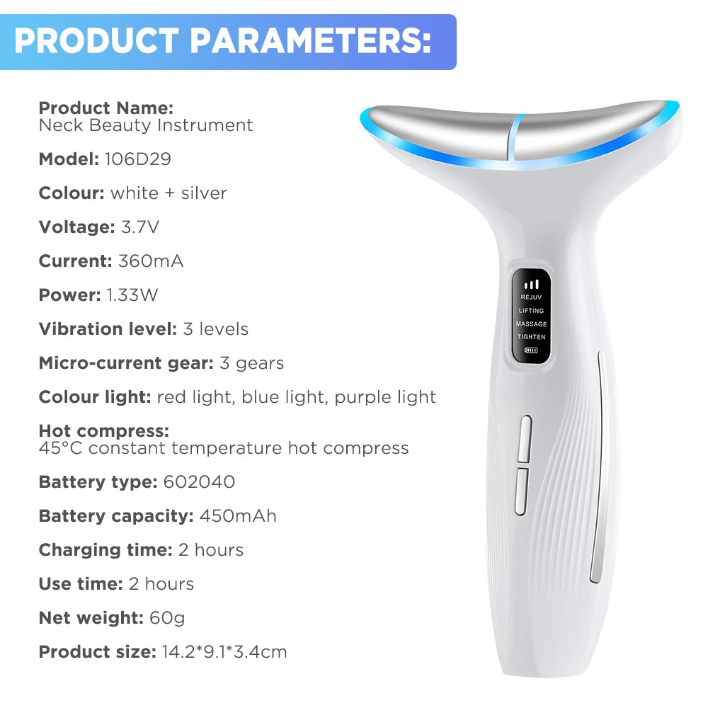 CalmSight™ Neck & Face Lifting Massager – 7-Mode LED Light Therapy & Skin Rejuvenation