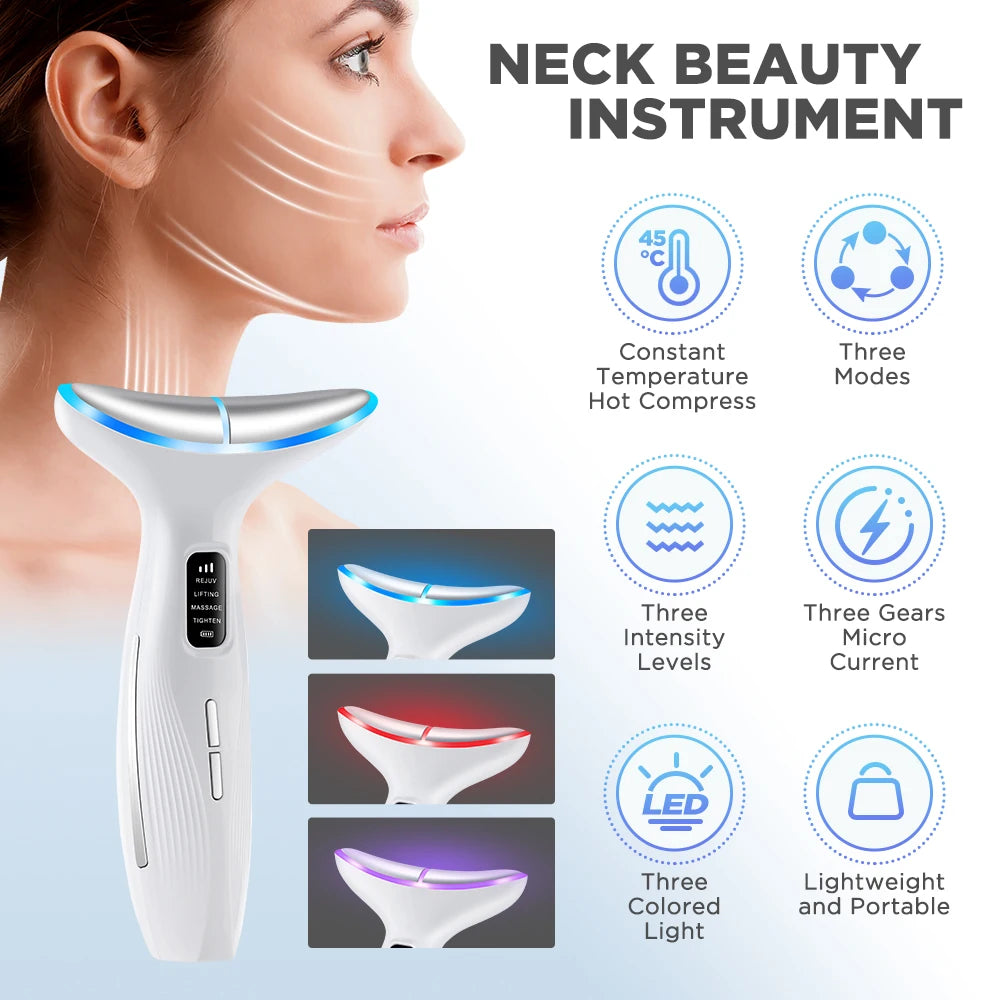 CalmSight™ Neck & Face Lifting Massager – 7-Mode LED Light Therapy & Skin Rejuvenation