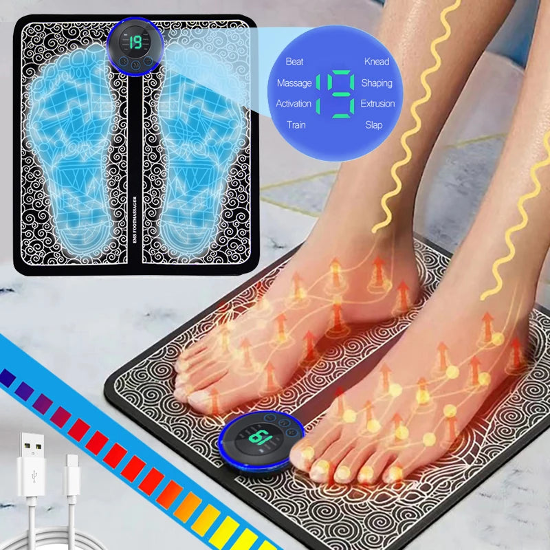 CalmSight™ EMS Foot Massager Pad – Portable Foldable Mat, 8 Modes & 19 Levels for Circulation & Pain Relief
