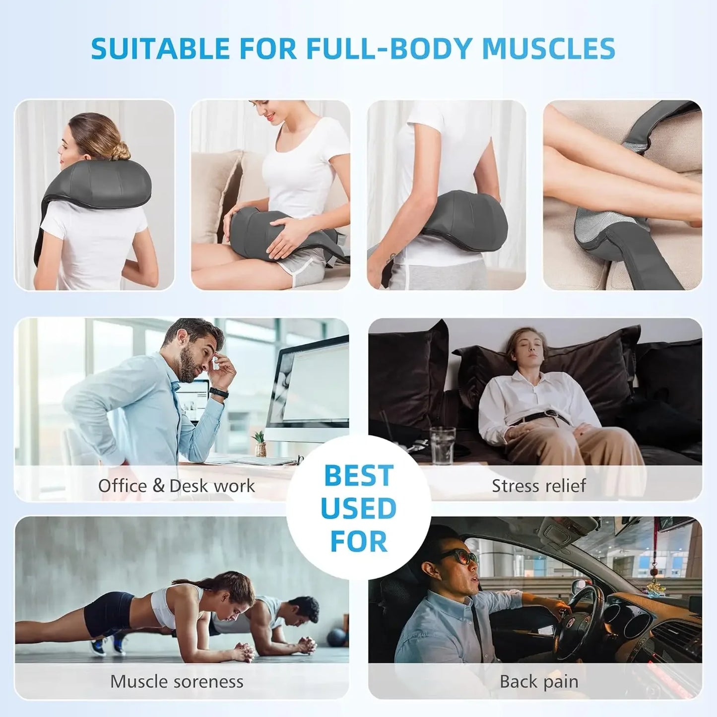 CalmSight™ Heated Shiatsu Neck & Shoulder Massager – U-Shaped Electric Deep-Kneading Back & Neck Massager