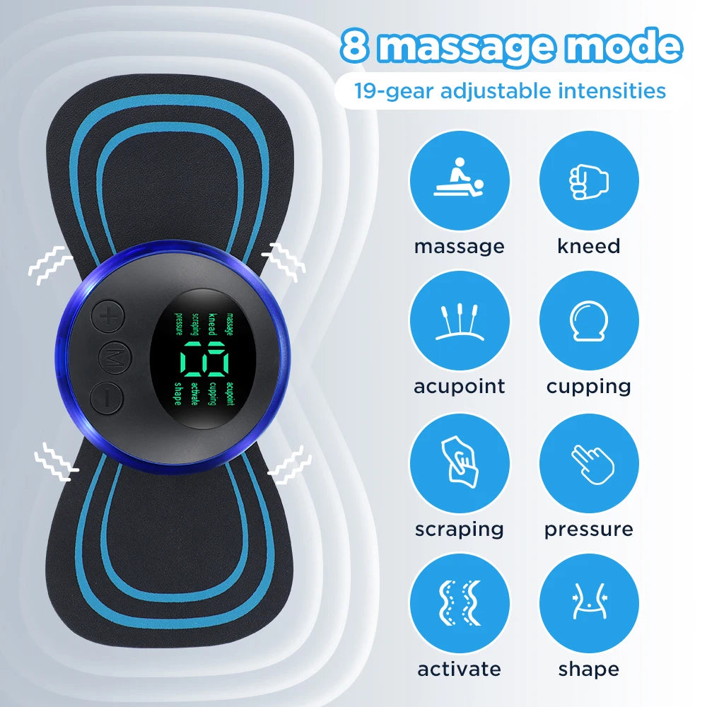 CalmSight™ Mini EMS Body Massager – 8-Mode Portable Electric Muscle Stimulator for Pain Relief & Recovery