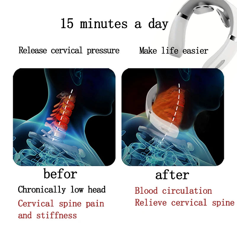 CalmSight™ Portable Neck Massager – Electric Cervical Relaxation Device with 15-Minute Auto Massage