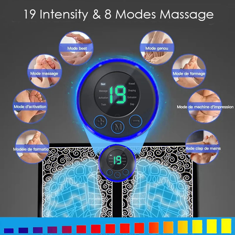 CalmSight™ EMS Foot Massager Pad – Portable Foldable Mat, 8 Modes & 19 Levels for Circulation & Pain Relief