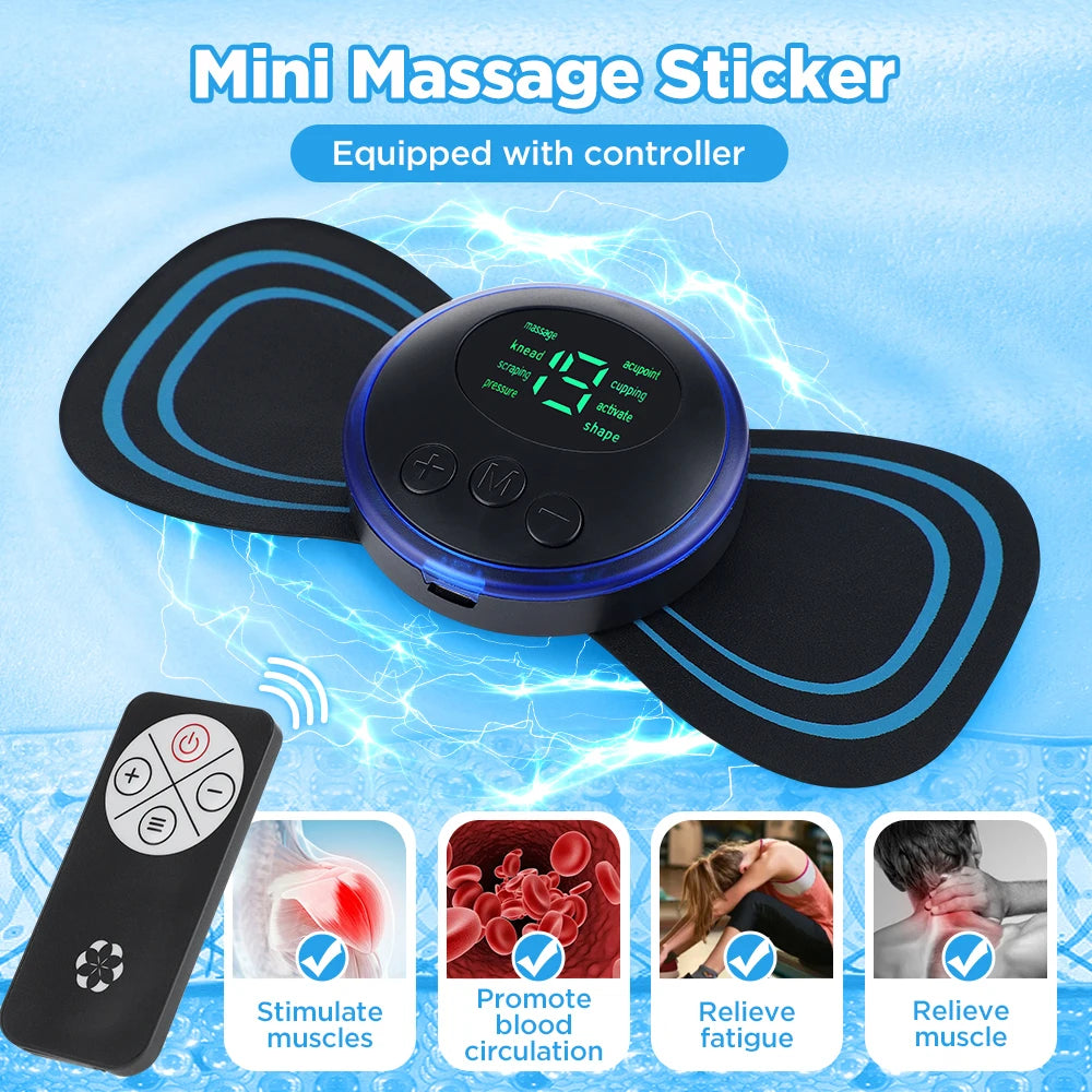 CalmSight™ Mini EMS Body Massager – 8-Mode Portable Electric Muscle Stimulator for Pain Relief & Recovery