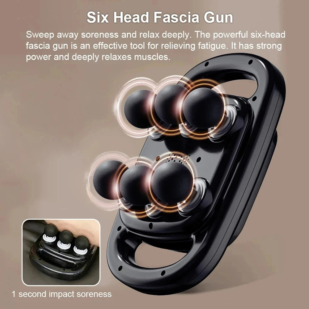 CalmSight™ 6-Head Deep Tissue Massage Gun – Percussion Therapy for Full Body Muscle Relief