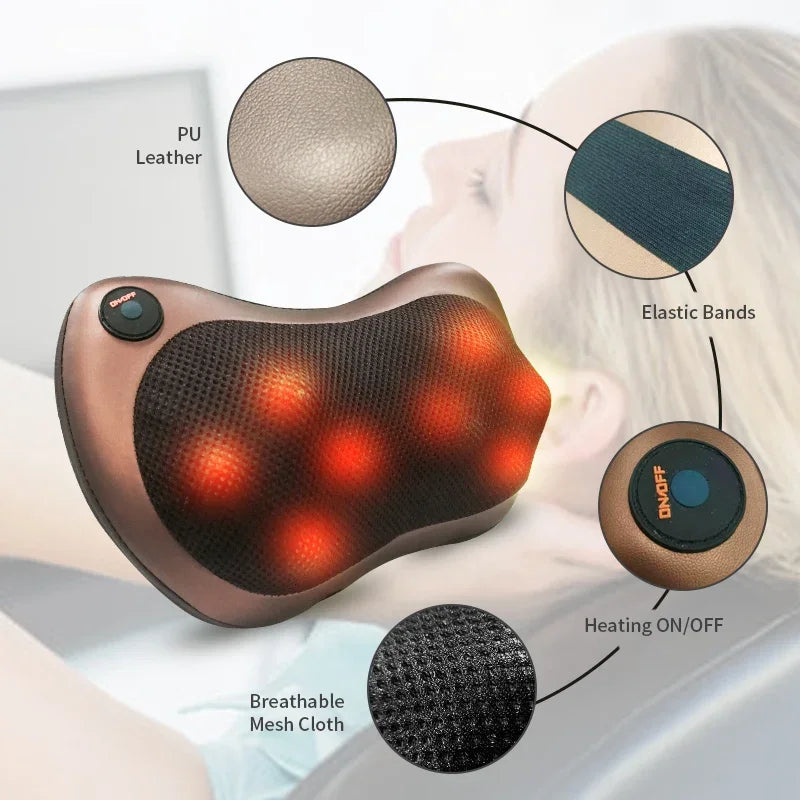 CalmSight™ Shiatsu Neck & Back Massager Pillow with Heat – Deep Tissue Pain Relief for Home & Car