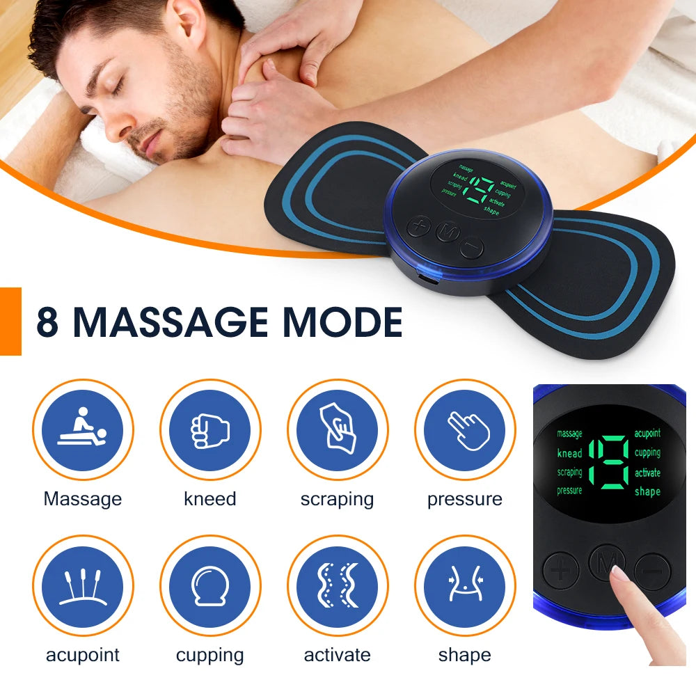 CalmSight™ Mini EMS Body Massager – 8-Mode Portable Electric Muscle Stimulator for Pain Relief & Recovery