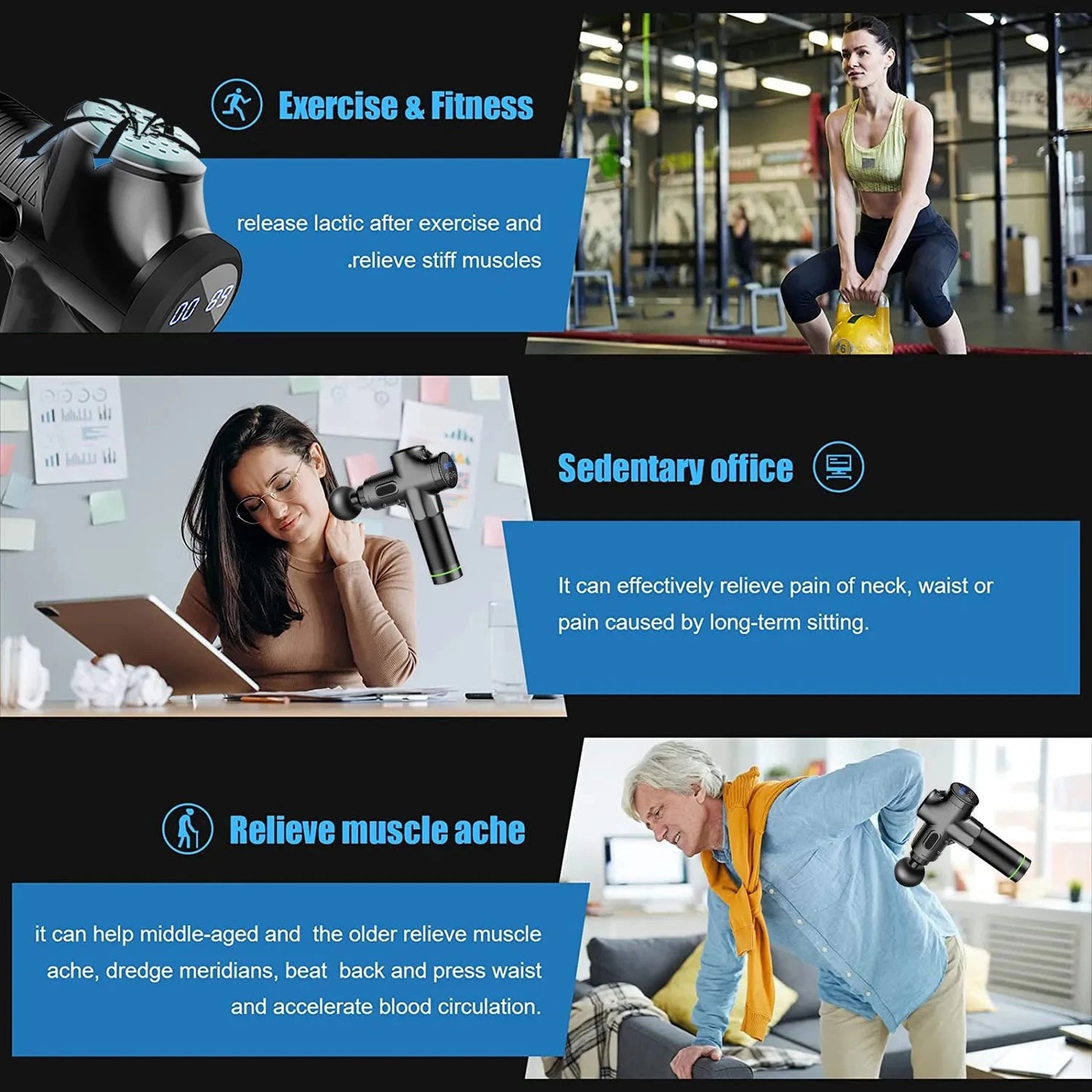 CalmSight™ Fascia Muscle Massage Gun – Electric Deep Tissue Massager