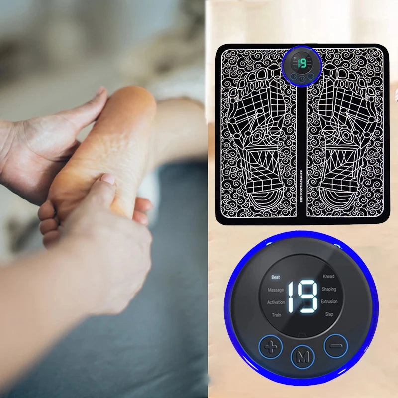 CalmSight™ EMS Foot Massager Pad – Portable Foldable Mat, 8 Modes & 19 Levels for Circulation & Pain Relief